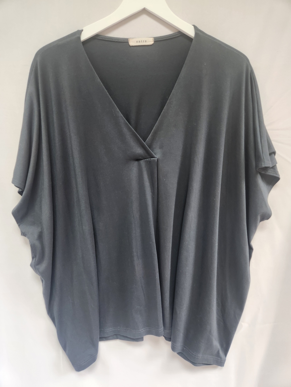 entro Blue Gray Boho V-Neck Draped Tunic Top Size L